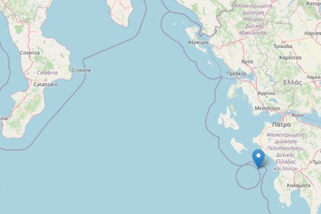 L'epicentro della scossa registrata al largo della Grecia (fonte: Ingv)